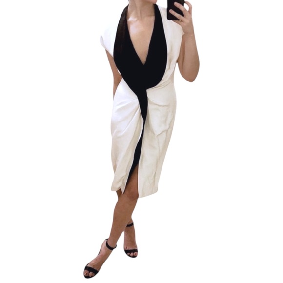 NWOT Givenchy Paris FW 2012 White Silk Cocktail Dress w/ Black Frill Trim 6 / 38 - Picture 2 of 16